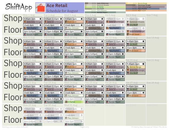 Monthly Schedule PDF