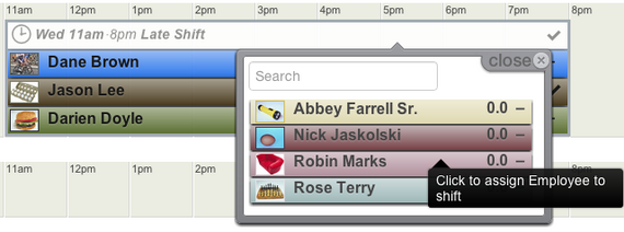 Employee Shift Assignment Menu