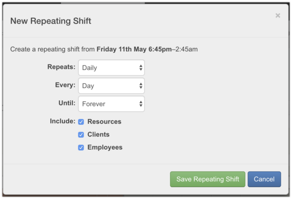 repeating shift form
