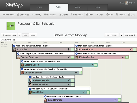 Restaurant and Bar Schedule screenshot
